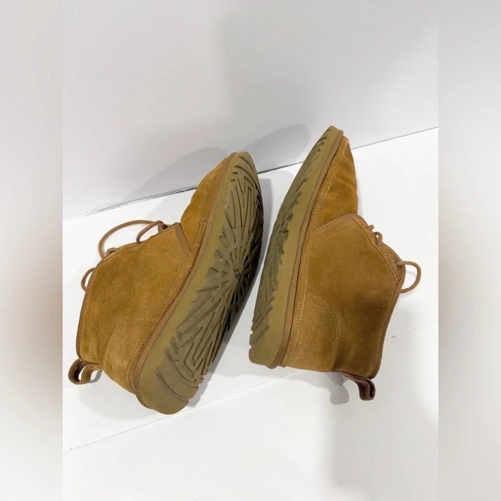 UGG Neumel Boots Mens 12 Chestnut Suede Shearling Lined Lace Up Chukka